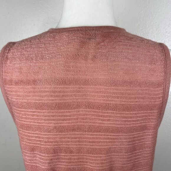 Cal Knits Tank Top Women Medium Orange Sleeveless Button Down Shirt Knit Casual - Picture 9 of 11